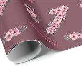 1e grote bruidsdag meisje roze bloemen groene olie cadeaupapier (Rol Hoek)