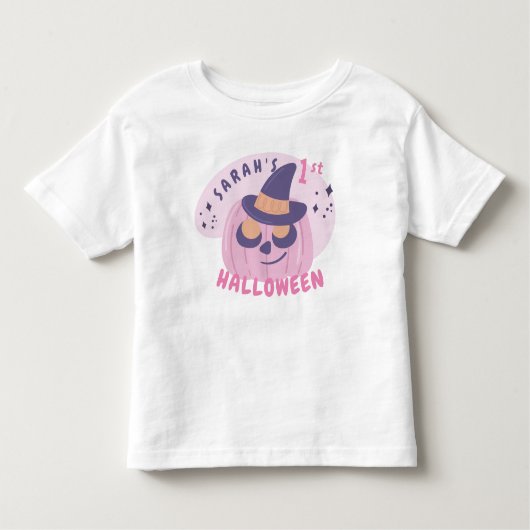 1e Halloween Cute Roze & Paarse Pompoen Hoed Kinder Shirts (Voorkant)