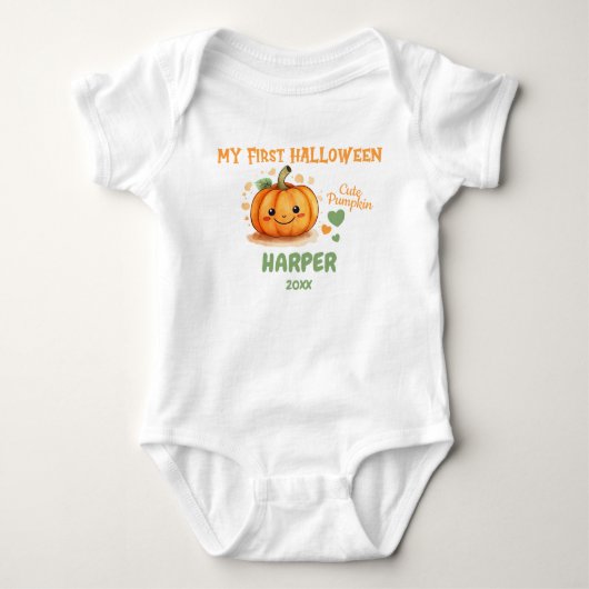 1e Halloween Gelukkig Knuffel Pompoen Body Romper (Voorkant)