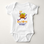 1e Halloween Happy Pumpkin Boy Aangepaste naam Romper (Voorkant)