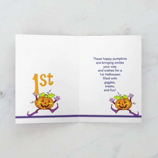 1e Halloween Happy Pumpkin Kaart (Binnen)