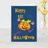 1e Halloween Happy Pumpkin Kaart (Gele Bloem)