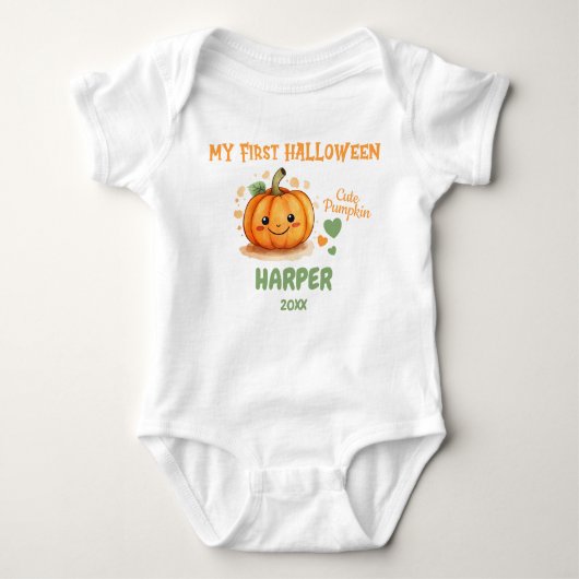 1e Halloween Happy Schattigee Pompoen Bodysuit (Voorkant)