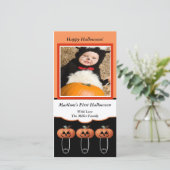 1e Halloween Pompoen Luierspelden Foto Kaart (Staand voorkant)