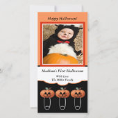 1e Halloween Pompoen Luierspelden Foto Kaart (Voorkant)