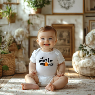 1e Halloween pompoen typografie Halloween heks Romper
