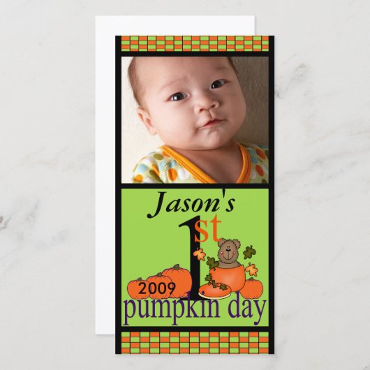 1e Halloween Pumpkin-fotokaart (Voorkant / Achterkant)