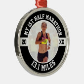 1e halve marathonloper eerste hardloop beginner metalen ornament (Rechts)