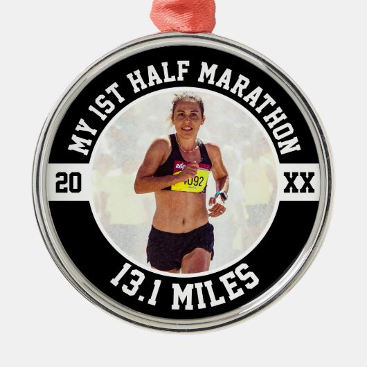 1e halve marathonloper eerste hardloop beginner metalen ornament (Voorkant)