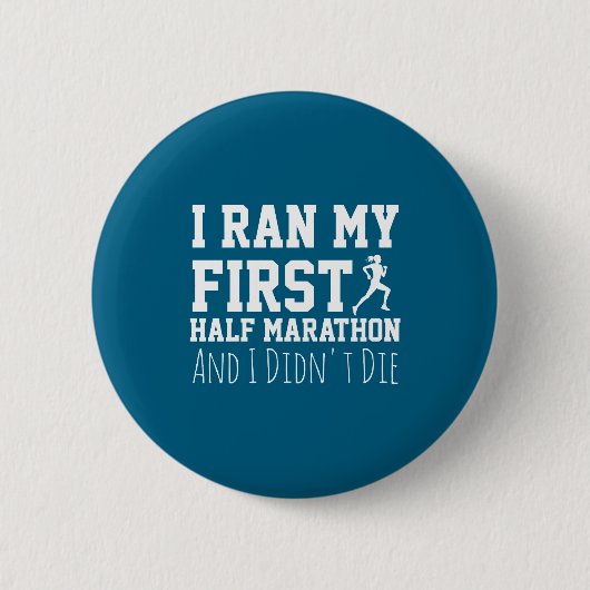 1e halve marathonloper Funny hardlopen eerste Ronde Button 5,7 Cm (Voorkant)