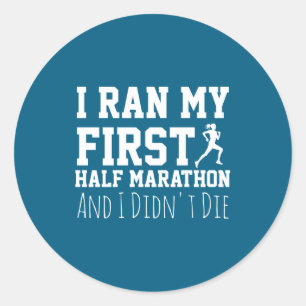 1e halve marathonloper Funny Running Eerste Ronde Sticker