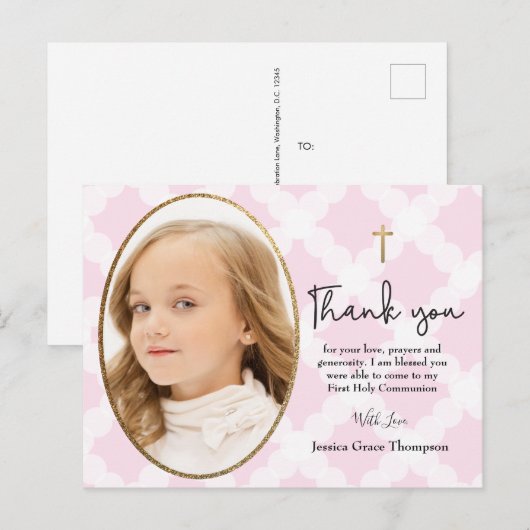 1e heilige communie bedankt je foto briefkaart (Voorkant / Achterkant)