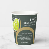 1e huwelijksdag groene ring leuke feiten papieren bekers (Achterkant)