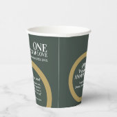 1e huwelijksdag groene ring leuke feiten papieren bekers (Rechts)