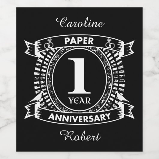 1e huwelijksdag in nood wijn etiket (Enkel label)