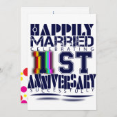 1e huwelijksjubileum kaart (Voorkant / Achterkant)