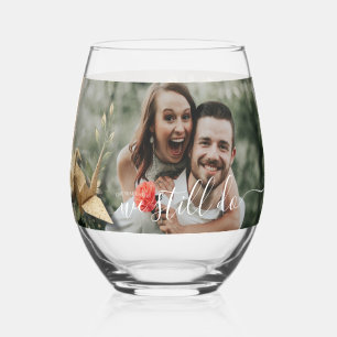 1e huwelijksjubileum van papier met papieren kraan wijnglas zonder voet