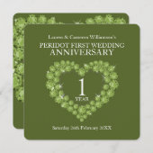 1e huwelijksjubileumfeest 1 jaar peridot groen kaart (Voorkant / Achterkant)