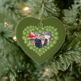1e huwelijksverjaardag aangepaste foto groen keramisch ornament