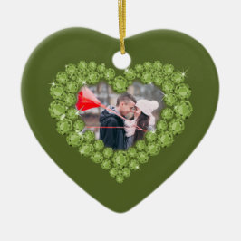  1e huwelijksverjaardag aangepaste foto groen keramisch ornament