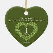 1e huwelijksverjaardag aangepaste foto groen keramisch ornament (Achterkant)