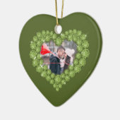 1e huwelijksverjaardag aangepaste foto groen keramisch ornament (Links)