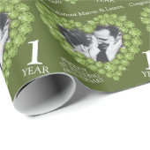 1e huwelijksverjaardag peridot groene foto cadeaupapier (Rol Hoek)