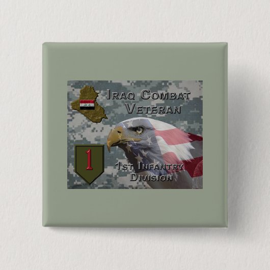 1e infanteriediv Irak Combat Veteran Vierkante Button 5,1 Cm (Voorkant)