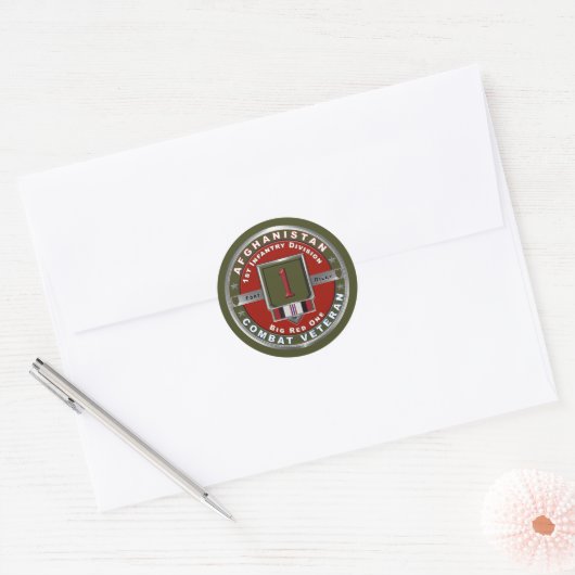 1e Infanteriedivisie Afghaanse veteraan Ronde Sticker (Envelop)