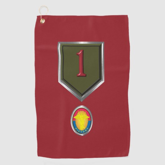 1e infanteriedivisie "Big Red One" - Aangepast pat Golfhanddoek (Voorkant)