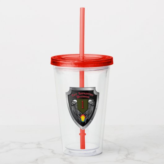 1e Infanteriedivisie “Big Red One” Acryl Drinkbeker (Voorkant)