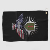 1e Infanteriedivisie “Big Red One” Douane Eagle Golfhanddoek (Horizontaal)