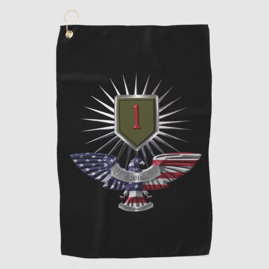 1e Infanteriedivisie “Big Red One” Douane Eagle Golfhanddoek (Voorkant)