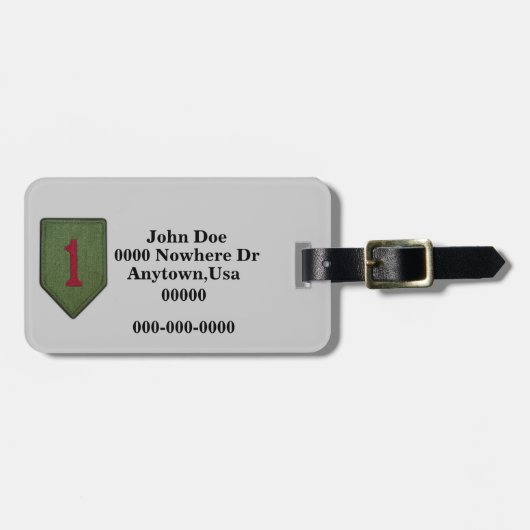 1e Infanteriedivisie Patch Bagagelabel (Voorkant horizontaal)