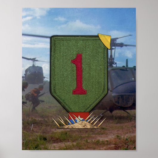 1e Infanteriedivisie Vietnam oorlogspatroon Poster (Voorkant)