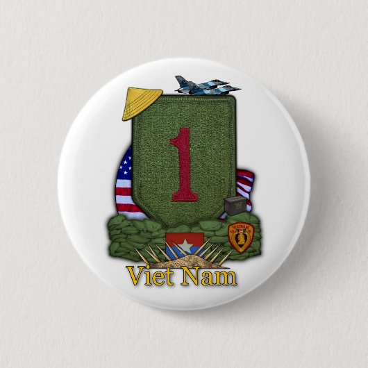 1e infanteriedivisie Vietnam Oorlogsveteranen Butt Ronde Button 5,7 Cm (Voorkant)
