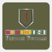 1e Infanteriedivisie Vietnam Veteraan Vierkante Sticker (Voorkant)