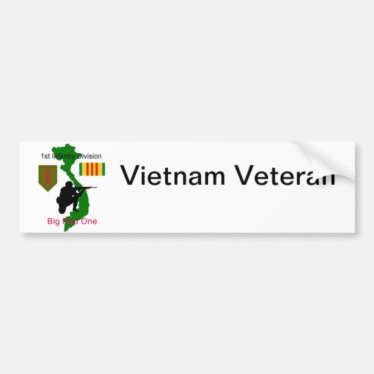1e Infanteriedivisie Vietnam Veteranenstrook Bumpersticker (Voorkant)