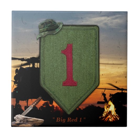 1e infanteriefort riley grote rode veteranen tegeltje (Voorkant)