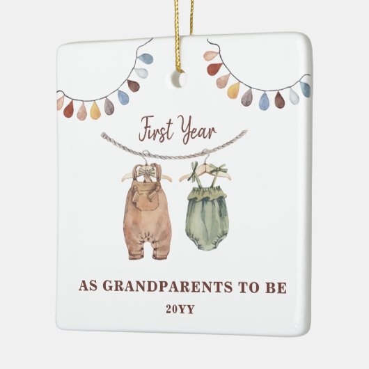 1e jaar als grootouders om aankondiging van de bab keramisch ornament (Links)