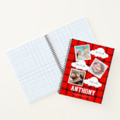 1e jaar Baby Milestone Red Tartan Photo Album Notitieboek (Binnen)