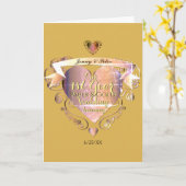 1e jaar bruiloft Jubileum papier en gouden hart Kaart (Gele Bloem)