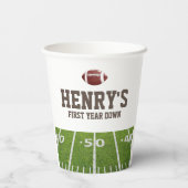 1e jaar down Football Boy's Birthday Papieren Bekers (Achterkant)