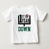 1e jaar Down Football First Birthday T-shirt (Voorkant)