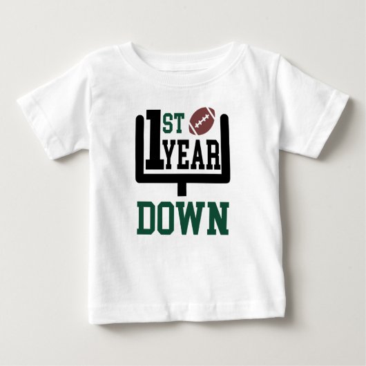 1e jaar Down Football First Birthday T-shirt (Voorkant)
