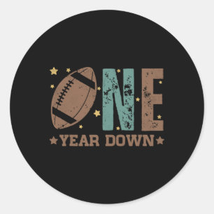 1e Jaar Down Football Lover Eerste Verjaardag Boy Ronde Sticker