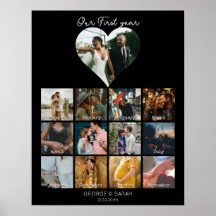 1e jaar foto verjaardag cadeau kalender 12 maanden poster