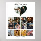 1e jaar foto verjaardag cadeau kalender 12 maanden poster (Voorkant)