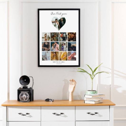 1e jaar foto verjaardag cadeau kalender 12 maanden poster