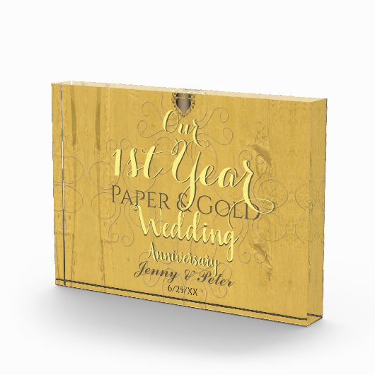 1e jaar Jubileum voor papieren en gouden bruiloft Fotoblokken (Rechts)